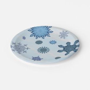 Frozen Snowflake Winter Snowfall Paper Plates