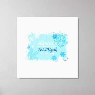 FROZEN SNOWFLAKES Bat Mitzvah Sign-In Memory Board Canvas Print
