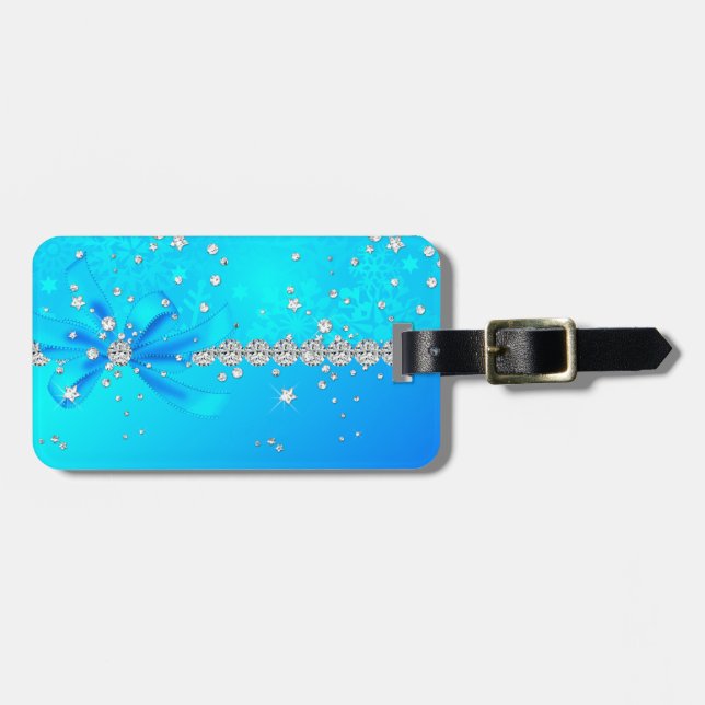 Frozen Snowflakes Luggage Tag (Front Horizontal)