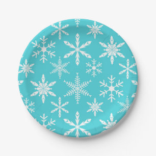 Frozen Snowflakes Pattern Holiday Paper Plates