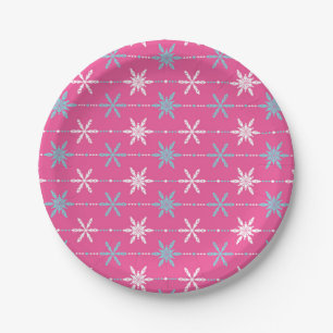 Frozen Snowflakes Pattern Holiday Paper Plates