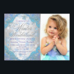 Frozen Snowflakes Winter Wonderland Birthday Party Invitation<br><div class="desc">Winter wonderland birthday party invitation with beautiful teal blue and purple snowflakes and elegant silver typography on a purple and teal blue snowflake background. This elegant snowflake winter wonderland birthday party invitation is easily customized for your event by simply adding your photo and details in the font style and colour...</div>