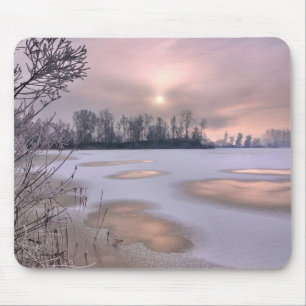 Frozen Surface   Po River, Piedmont, Italy Mouse Pad