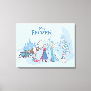 Frozen   Sven, Anna, Elsa & Olaf Blue Pastels Canvas Print