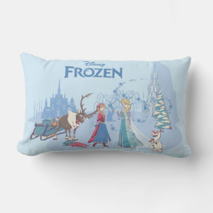 Frozen   Sven, Anna, Elsa & Olaf Blue Pastels Lumbar Pillow
