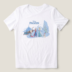 Frozen Sven, Anna, Elsa & Olaf Blue Pastels Tri-Blend Shirt