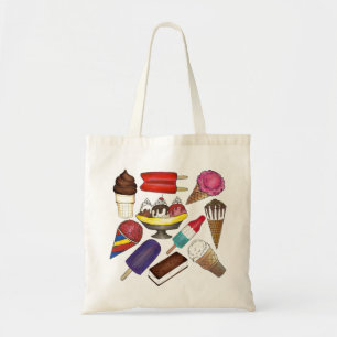 Frozen Treats Ice Cream Popsicle Sundae Split Tote Bag