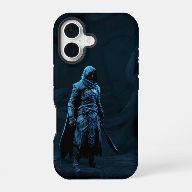 Frozen Vigil – Blue Blade Shadow Warrior iPhone 16 Case (Back)