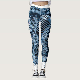 Frozen Vintage Microphone Ice Block Music Art Leggings
