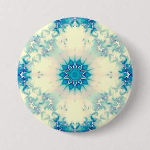 Frozen Water Frosty Blue Winter Snowflake 3 Inch Round Button