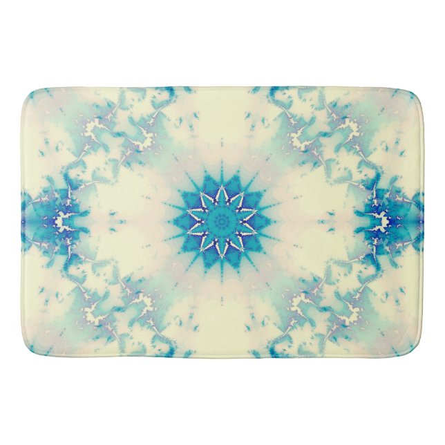 Frozen Water Frosty Blue Winter Snowflake Bath Mat (Front)