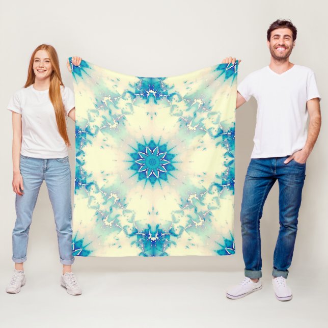 Frozen Water Frosty Blue Winter Snowflake Fleece Blanket (In Situ)