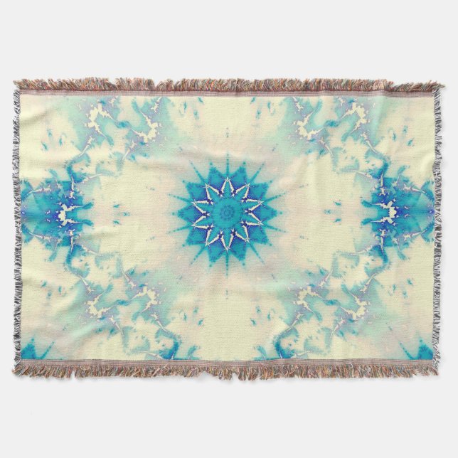Frozen Water Frosty Blue Winter Snowflake Throw Blanket (Front)