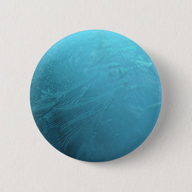 Frozen Water Ice Blue Frost Chic Winter Metallic 2 Inch Round Button (Front)