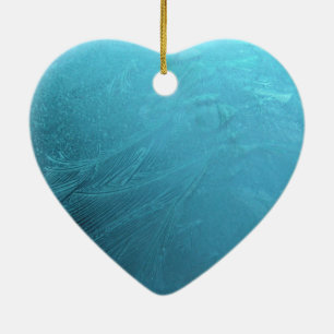 Frozen Water Ice Blue Frost Chic Winter Metallic Ceramic Ornament