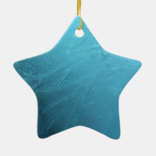 Frozen Water Ice Blue Frost Chic Winter Metallic Ceramic Ornament