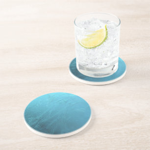Frozen Water Ice Blue Frost Chic Winter Metallic Coaster