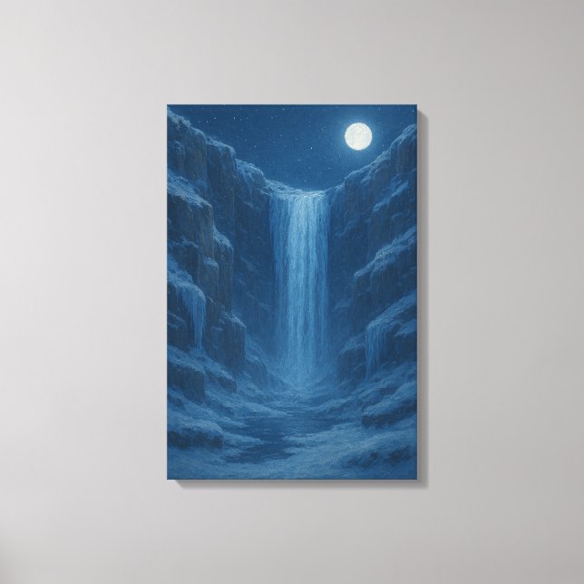 Frozen Waterfall Cliff Canvas Print (Front)