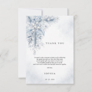 Frozen White Berries Winter Bridal Shower Flat Thank You Card
