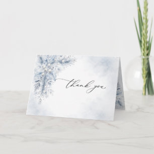Frozen White Berries Winter Wedding Folded  Thank You Card