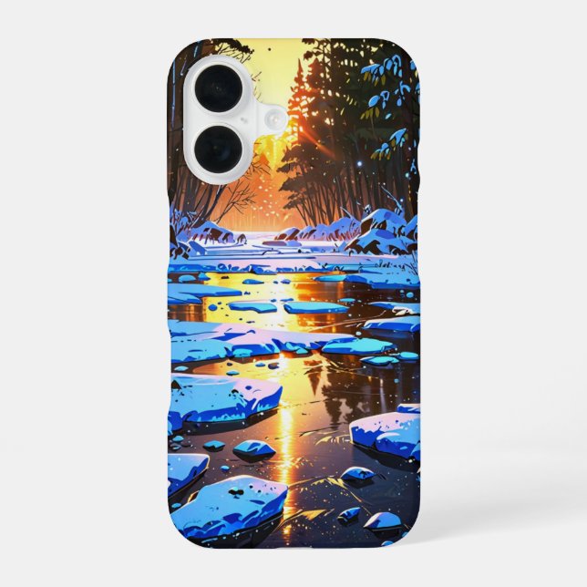Frozen Winter River iPhone 16 Case (Back)