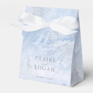 Frozen Winter Silver Snowflakes Wedding Favor Box
