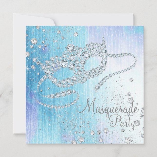 Frozen Winter Wonderland Diamond Masquerade Party Invitation (Front)