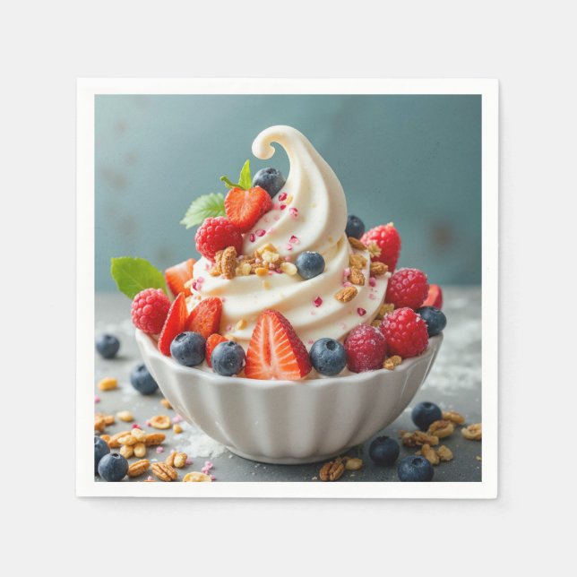 Frozen Yogurt With Berries and Granola Napkin (Front)