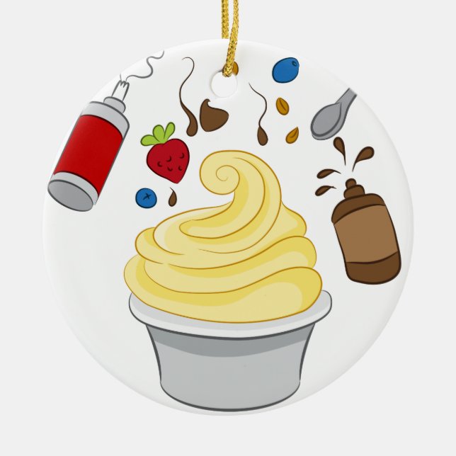 Frozen Yogurt with Toppings Ceramic Ornament (Front)