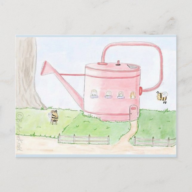 Frühlings gruss hummel gießkanne garten postkarte postcard (Front)