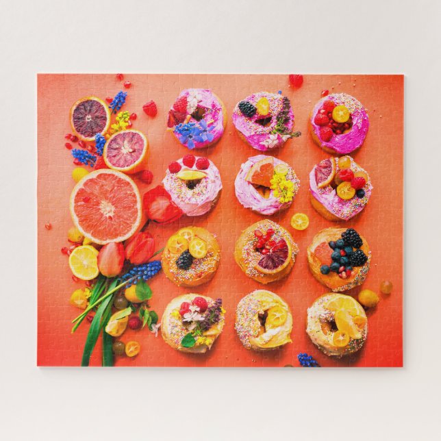 Fruit and doughnut colourful food  jigsaw puzzle (Horizontal)