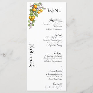 Fruit and Floral Watercolor Wedding Menu
