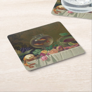 Fruit and flower vintage table square paper coaster