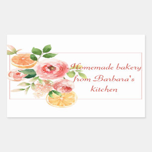 Fruit and Flower Watercolor Homemade Bakery Sticker