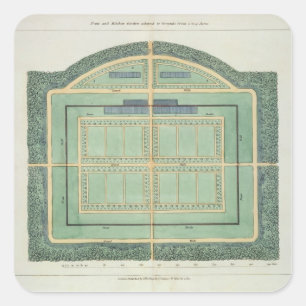Fruit and Kitchen garden,from 'Hints on the Format Square Sticker