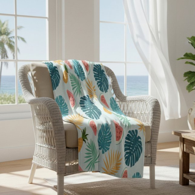 Fruit and Summer Tropical Pattern Fleece Blanket (Creator Uploaded)