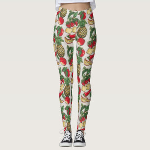 Fruit and Vegetable Appliqué Leggings
