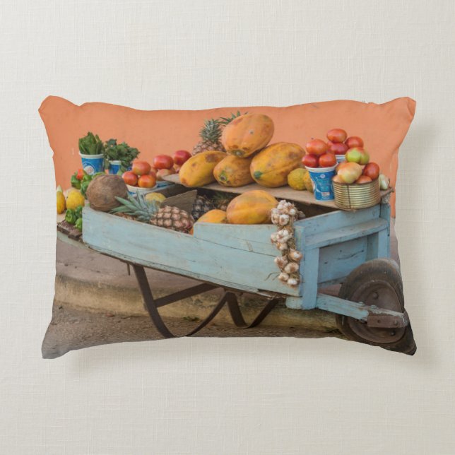 Fruit and vegetable cart, Cuba Decorative Pillow (Front)