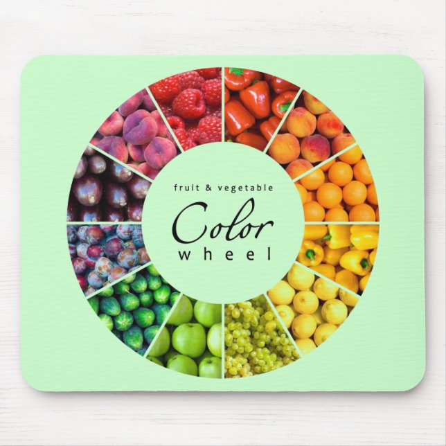 Fruit and vegetable colour wheel (12 colours) mouse pad (Front)