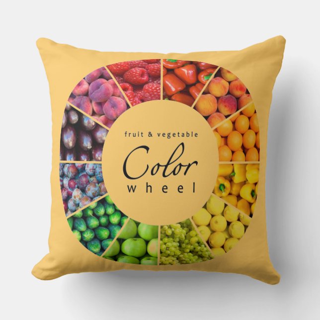 Fruit and vegetable colour wheel (12 colours) throw pillow (Front)