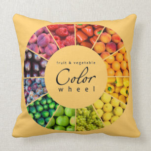 Fruit and vegetable colour wheel (12 colours) throw pillow