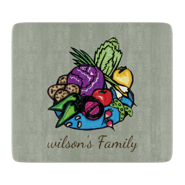 Fruit and Vegetable Natural Personalized Cutting Board (Front)