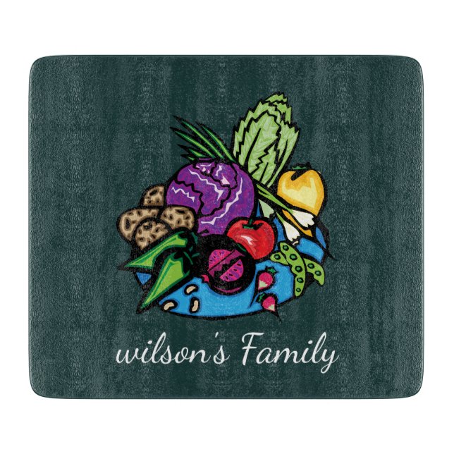 Fruit and Vegetable Natural Personalized Cutting Board (Front)