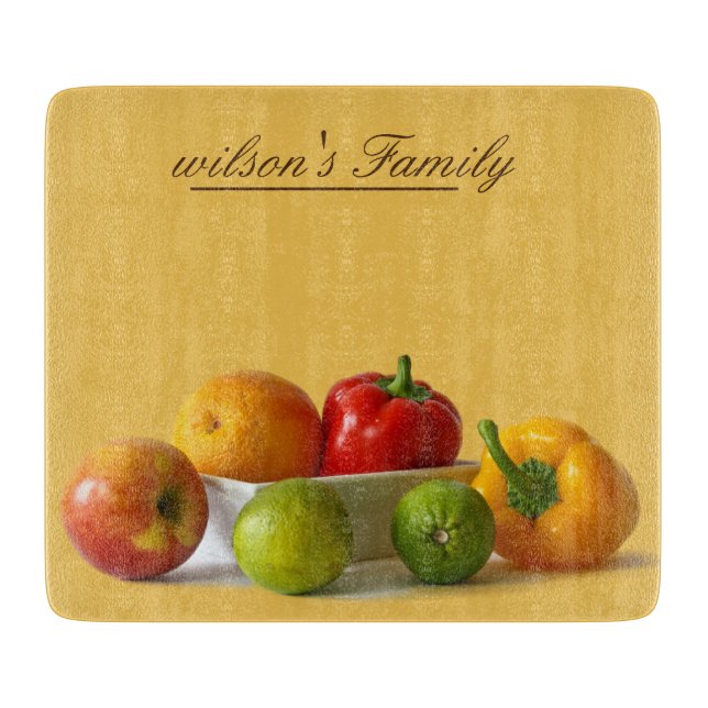 Fruit and Vegetable Natural Personalized Cutting Board (Front)