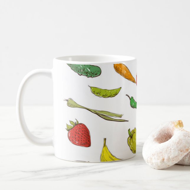 Fruit and Veggies Coffee Mug (With Donut)