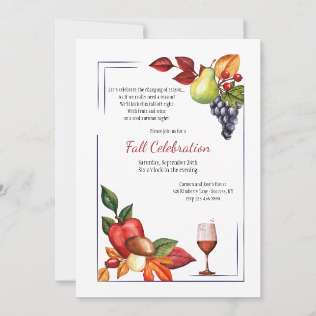 Fruit and Wine Party Invitation (Front)