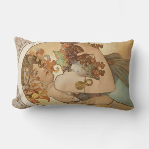 Fruit (Art Nouveau) (Female Portrait) (Fruits) Lumbar Pillow