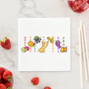 Fruit Bananas with Other Fruits Napkin