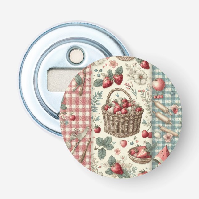 Fruit Basket Gingham Fun Bottle Opener (Front)