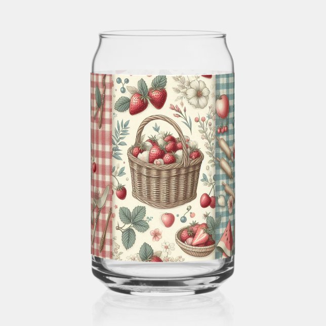 Fruit Basket Gingham Fun Can Glass (Front)